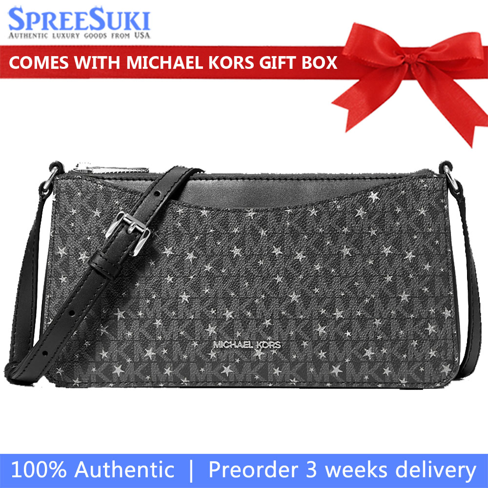 Michael Kors Arden Medium Printed Signature Logo Crossbody Bag Black # 35F5S4XC8I