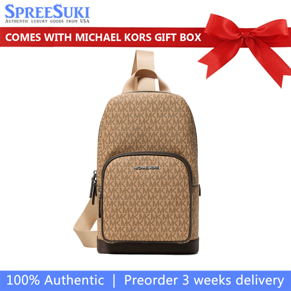 Michael Kors Cooper Logo Sling Pack Camel Brown # 37S1LCOY1B