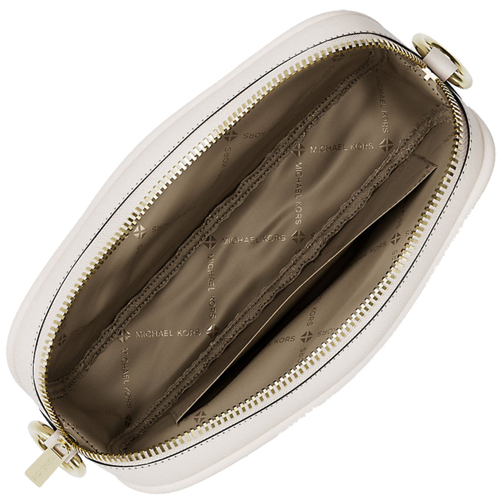 Michael Kors Jet Set Small Signature Logo Camera Crossbody Bag Light Cream # 35R6GTVC5B