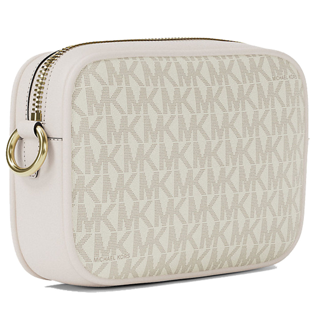 Michael Kors Jet Set Small Signature Logo Camera Crossbody Bag Light Cream # 35R6GTVC5B