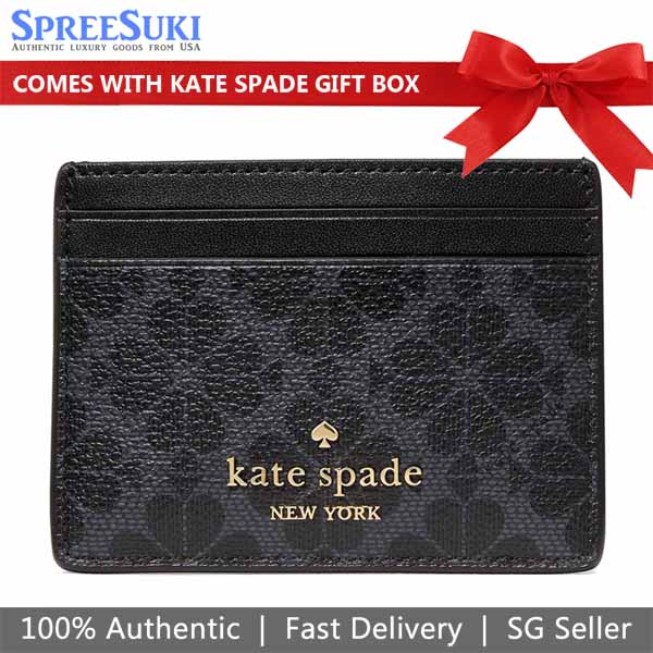 Kate Spade Spade Flower Small Slim Card Holder Black # KI371