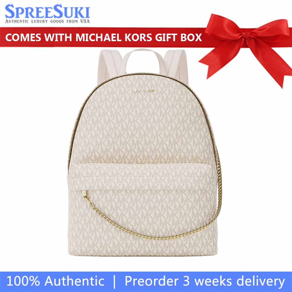 Michael Kors Slater Medium Signature Logo Backpack Light Cream Multi Off White # 35F5G04B2B