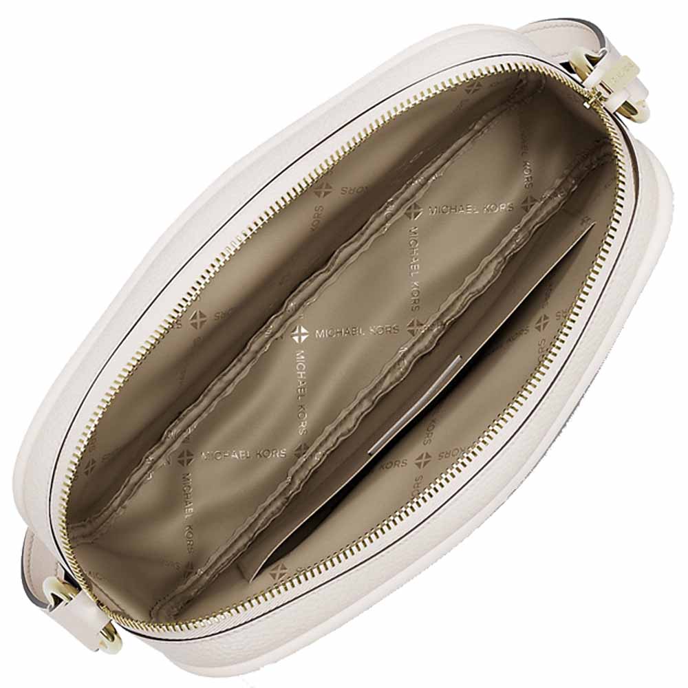 Michael Kors Jet Set Pebbled Leather Camera Crossbody Bag Light Cream # 35R6GTVC7L