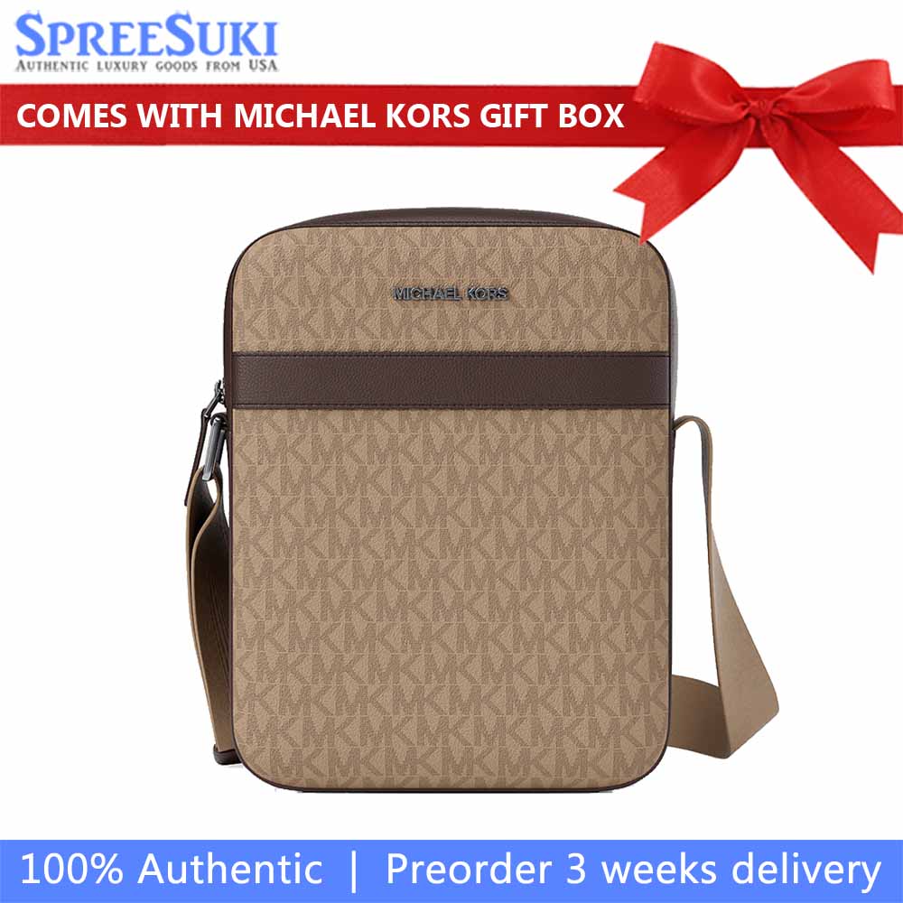 Michael Kors Cooper Signature Logo Flight Bag Camel Brown # 37F2LCOL6J