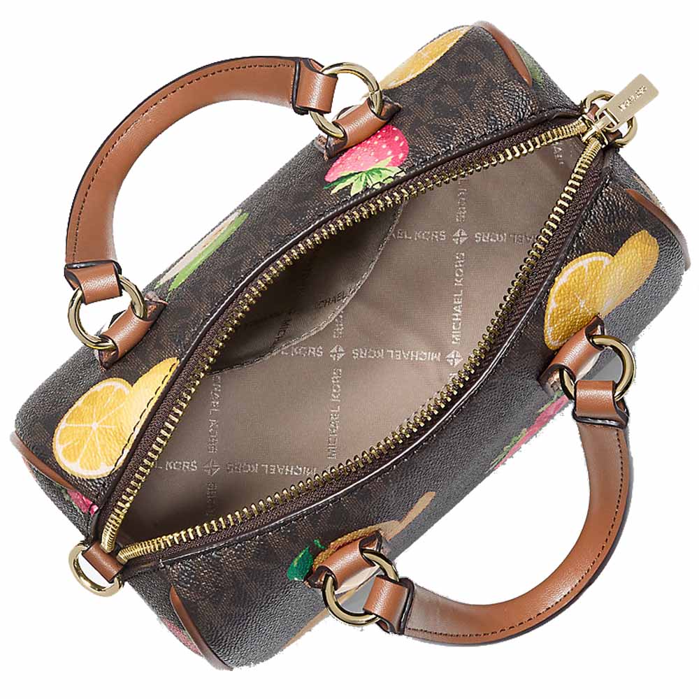 Michael Kors Grayson Small Printed Signature Logo Duffel Crossbody Bag Brown Dark Brown # 35S6GGYC1V