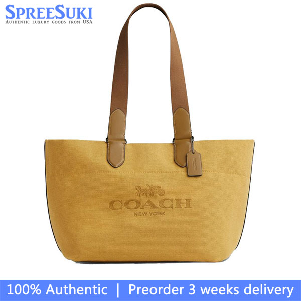 Coach Small Tour Tote Bag Gunmetal Yellow # CCG39