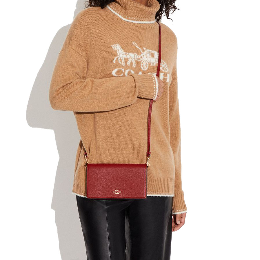 Coach Sling Bag Anna Foldover Clutch Crossbody Bag 1941 Red # CF470D2