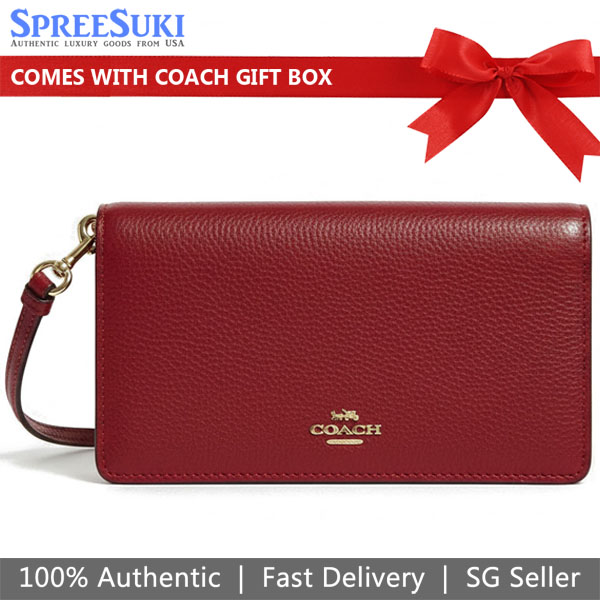 Coach Sling Bag Anna Foldover Clutch Crossbody Bag 1941 Red # CF470D1