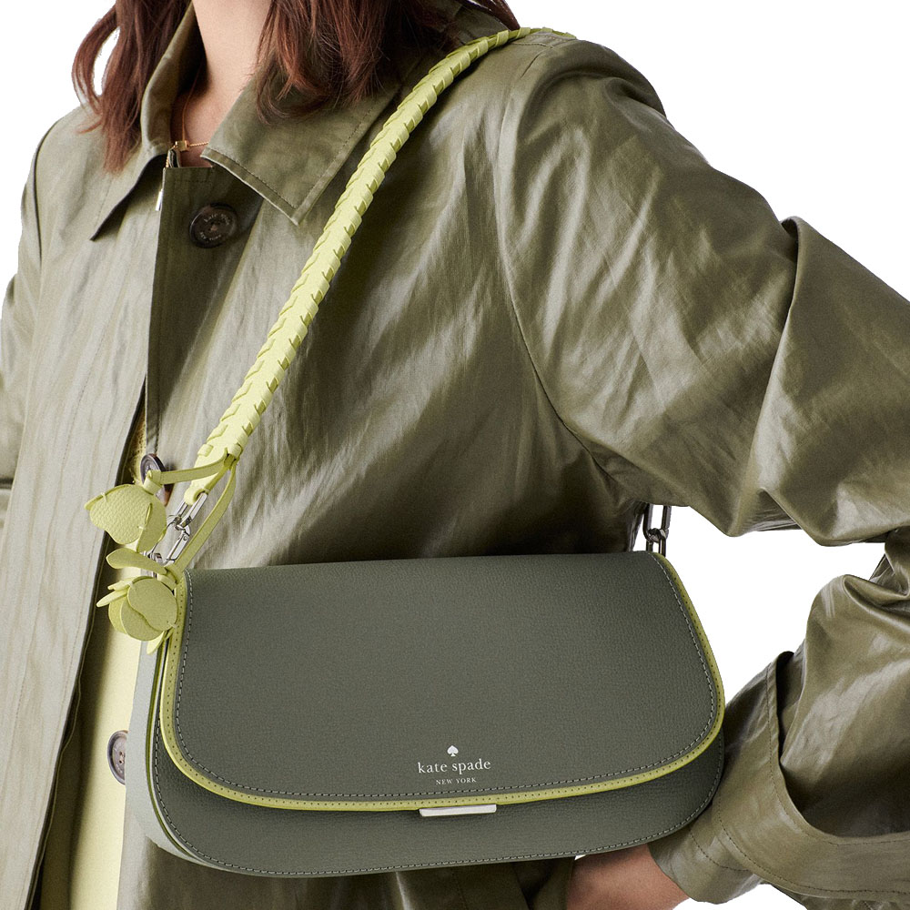 Kate Spade Quinn Floral Strap Shoulder Bag Dusky Pine Multi Army Green # KO151