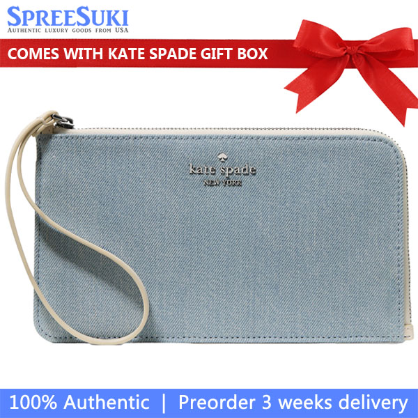Kate Spade Lucy Denim Wristlet Blue Multicolor # KO111