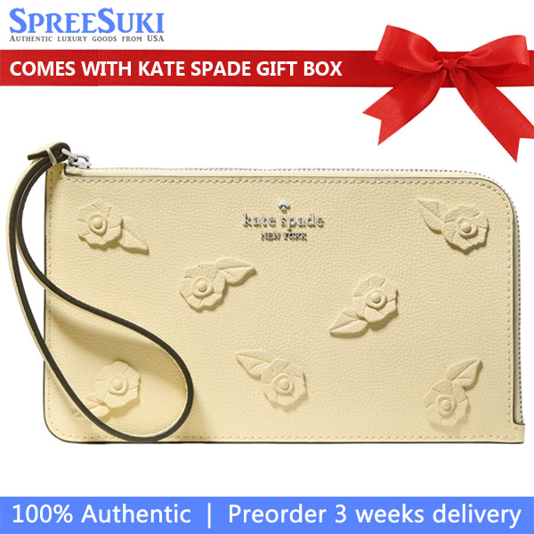 Kate Spade Lucy Floral Wristlet Lemon Fondant Light yellow # KO126