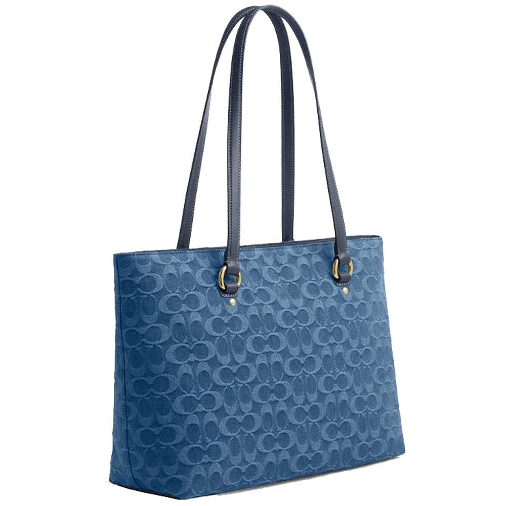 Coach Station Tote Bag In Signature Denim Indigo Blue Denim # CDB88