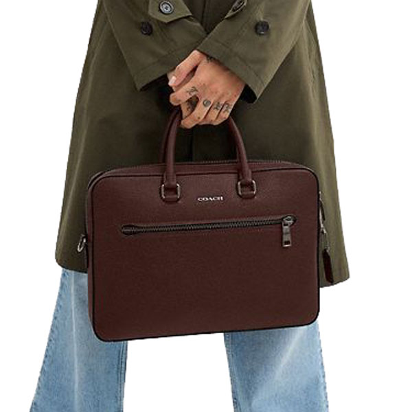 Coach Ethan Slim Brief Gunmetal Maple Dark Brown # CR272