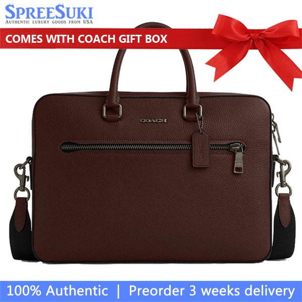 Coach Ethan Slim Brief Gunmetal Maple Dark Brown # CR272