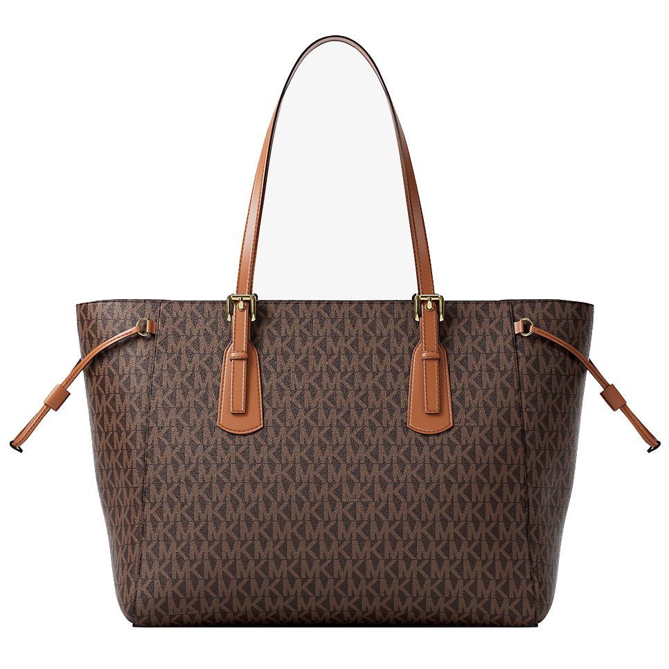 Michael Kors Voyager Large Signature Logo Top-Zip Tote Bag Brown # 35R6GV6T7B
