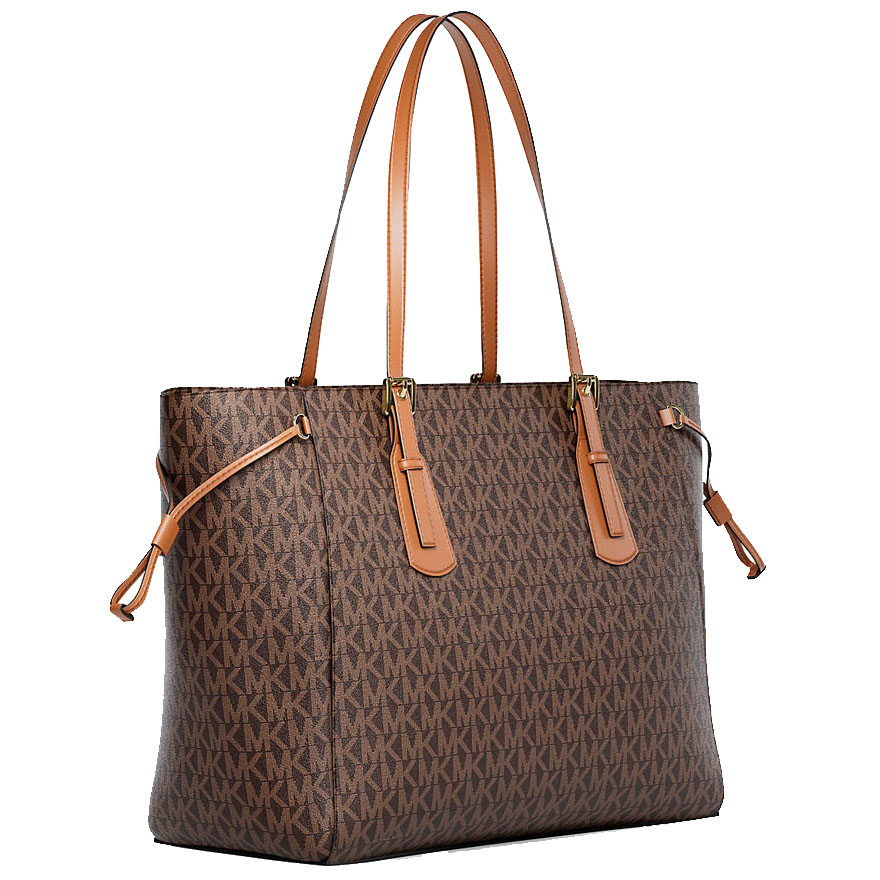 Michael Kors Voyager Large Signature Logo Top-Zip Tote Bag Brown # 35R6GV6T7B