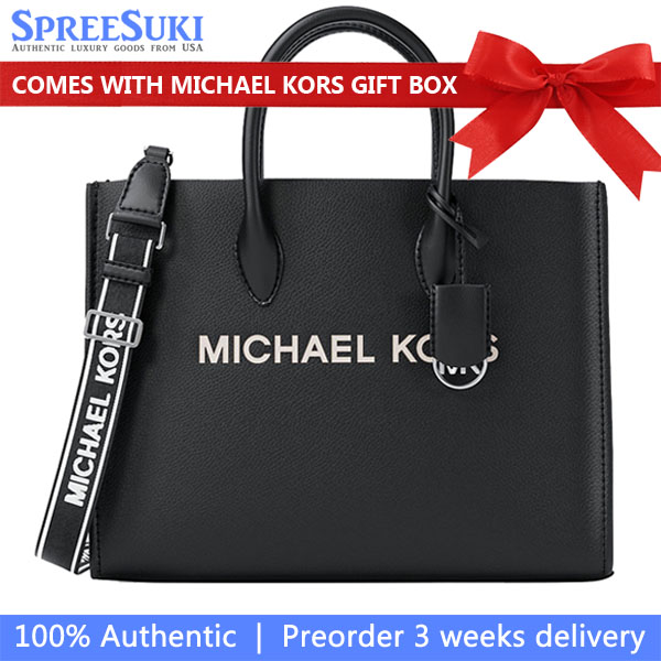 Michael Kors Mirella Medium Pebbled Leather Tote Bag Black # 35T5S7ZT2L