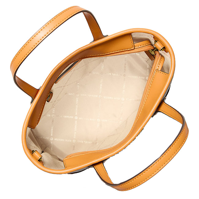 Michael Kors Eva Extra-Small Printed Signature Logo Convertible Tote Bag Radish Orange Multi # 35S6GV0T0U