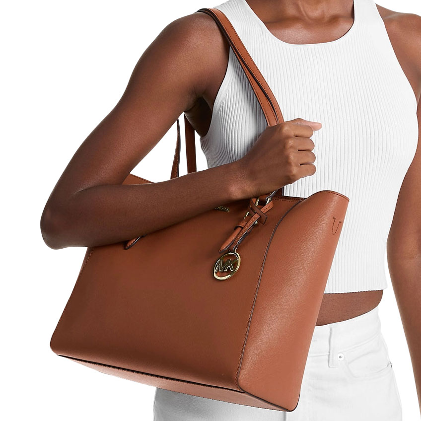 Michael Kors Charlotte Large Saffiano Leather 3-In-1 Tote Bag Luggage Brown # 35R3GCFT3T