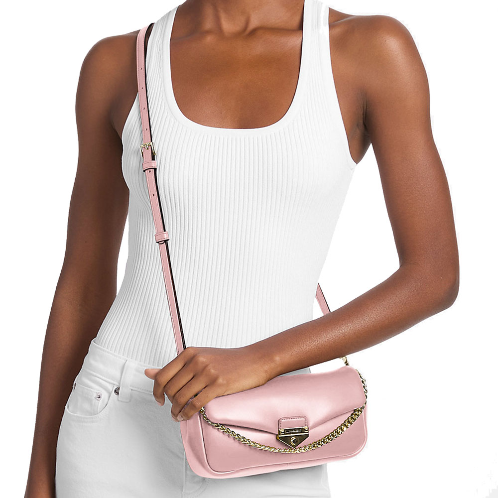 Michael Kors Soho Small Convertible Shoulder Bag Powder Blush Blush Pink # 35S6G1SC1Y