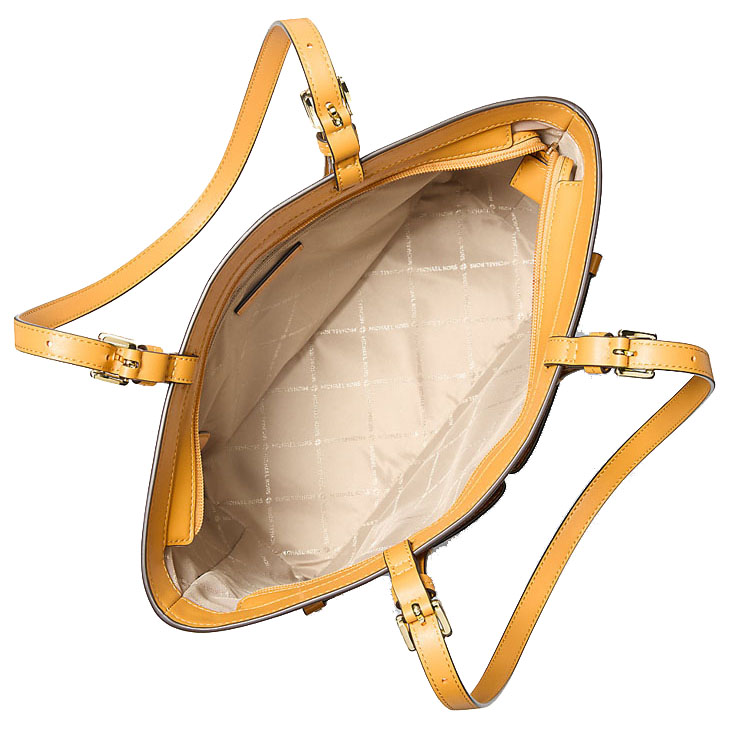 Michael Kors Jet Set Medium Signature Logo Pocket Tote Bag Radiant Orange # 35S6GTVT8B