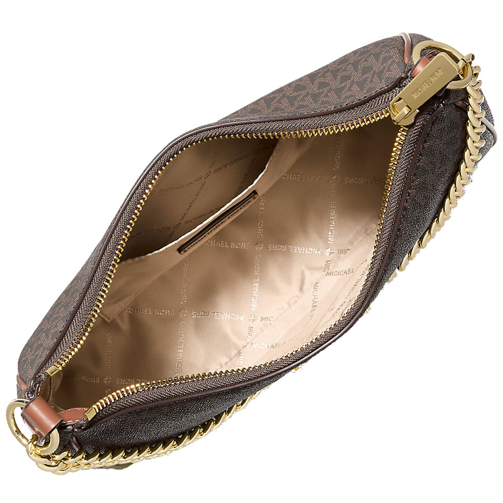 Michael Kors Jet Set Travenuel Large Signature Logo Convertible Crossbody Bag Brown Dark Brown # 35R6GTVC2B