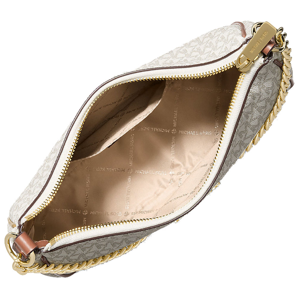 Michael Kors Jet Set Travenuel Large Signature Logo Convertible Crossbody Bag Vanilla Cream # 35R6GTVC2B