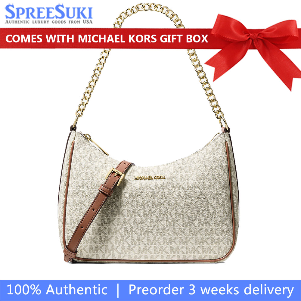 Michael Kors Jet Set Travenuel Large Signature Logo Convertible Crossbody Bag Vanilla Cream # 35R6GTVC2B