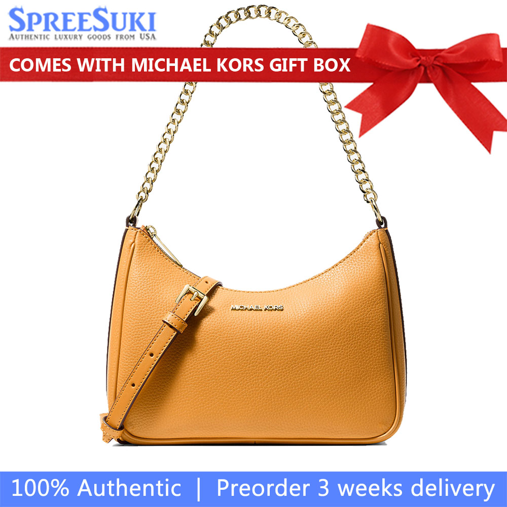 Michael Kors Jet Set Large Pebbled Leather Convertible Crossbody Bag Radiant Orange # 35R6GTVC2L