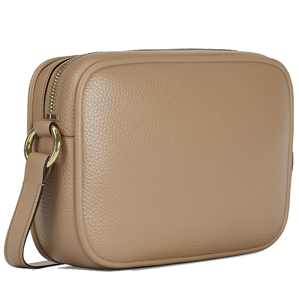 Michael Kors Jet Set Pebbled Leather Camera Crossbody Bag Camel Beige # 35R6GTVC7L