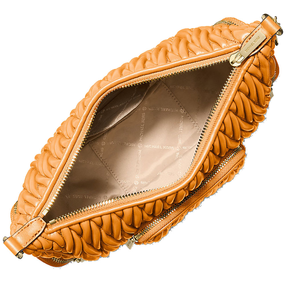 Michael Kors Merritt Matelassé Convertible Crossbody Bag Radiant Orange # 35S6G0WC1Y