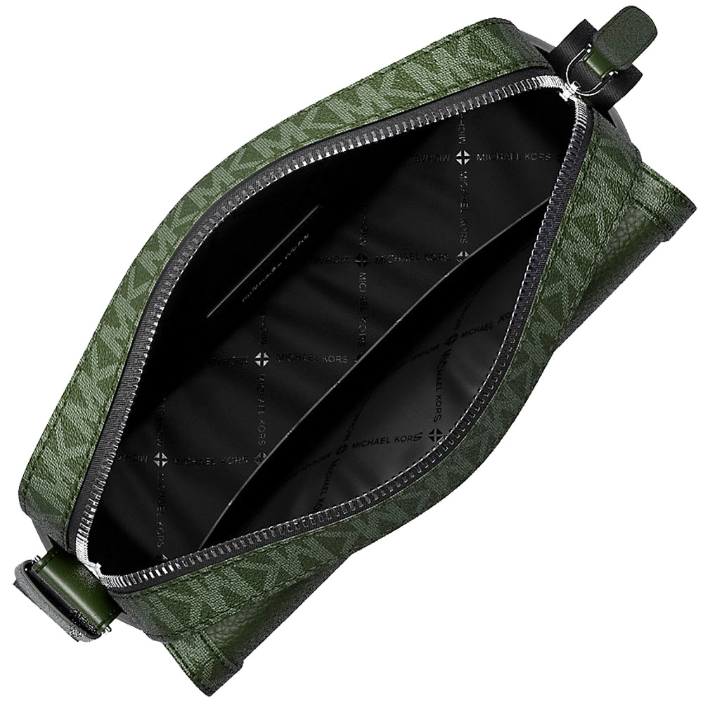 Michael Kors Cooper Medium Pebbled Leather And Signature Logo Camera Crossbody Bag Moss Dark Green # 37R6LCOM1L