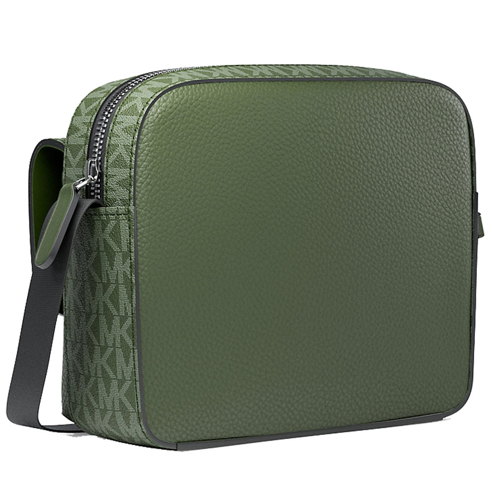Michael Kors Cooper Medium Pebbled Leather And Signature Logo Camera Crossbody Bag Moss Dark Green # 37R6LCOM1L