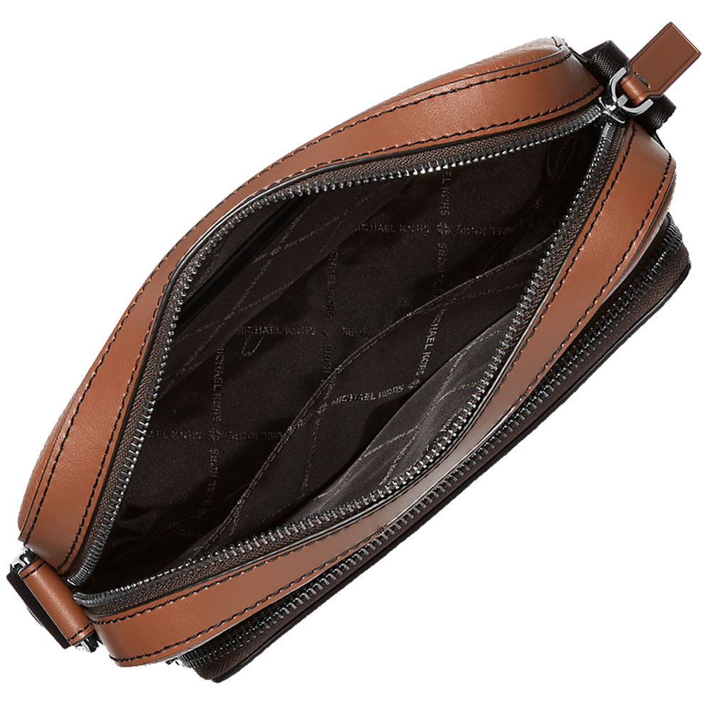 Michael Kors Cooper Pebbled Leather Utility Crossbody Bag Luggage Dark Brown # 37F4LCOC6L