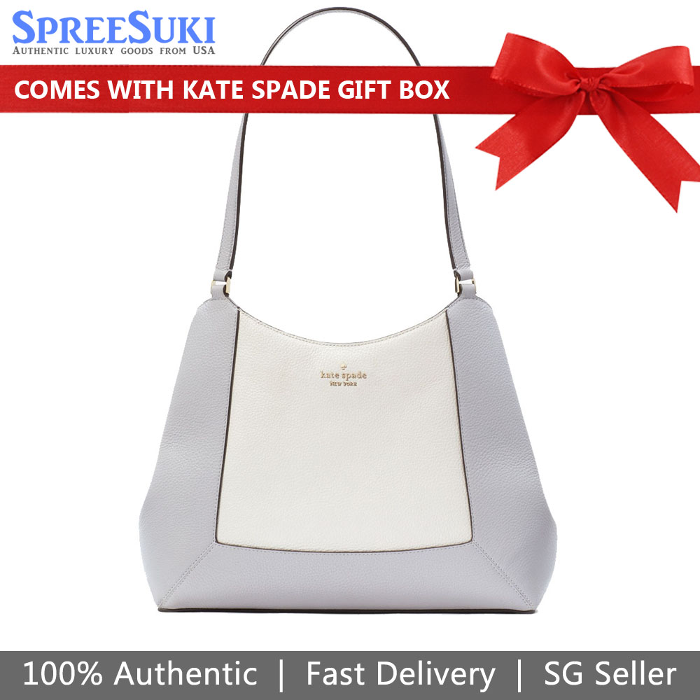 Kate Spade Lena Colorblock Large Triple Compartment Shoulder Bag Mountain Grey Multi # KH439