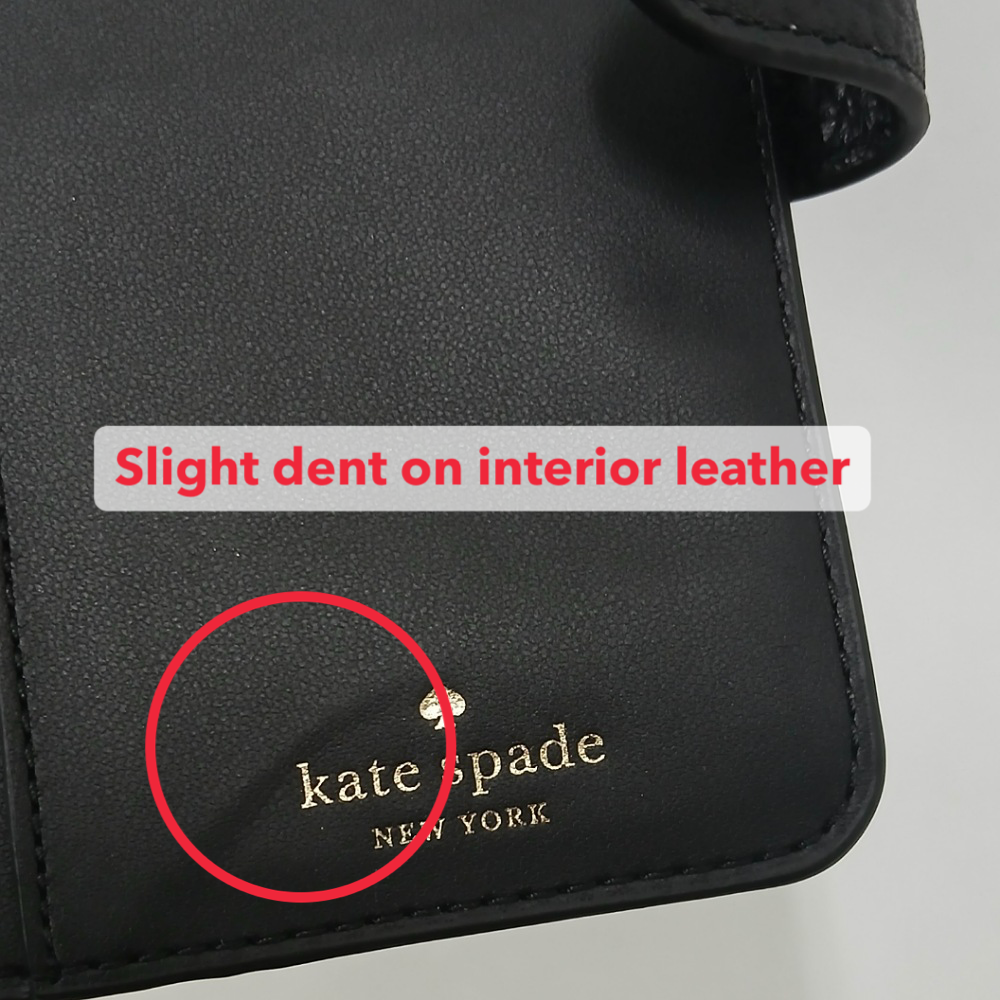 Kate Spade Medium Wallet Lena Pebbled Leather Medium Compact Bifold Wallet Black # KH787D1