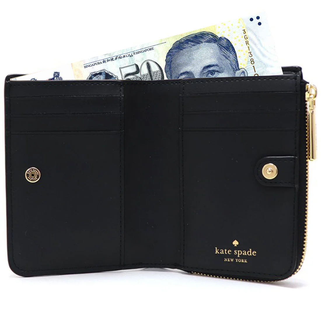 Kate Spade Small Wallet Madison Small L-Zip Wallet Black # KH615D4
