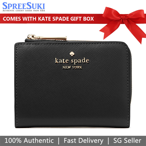 Kate Spade Small Wallet Madison Small L-Zip Wallet Black # KH615D4