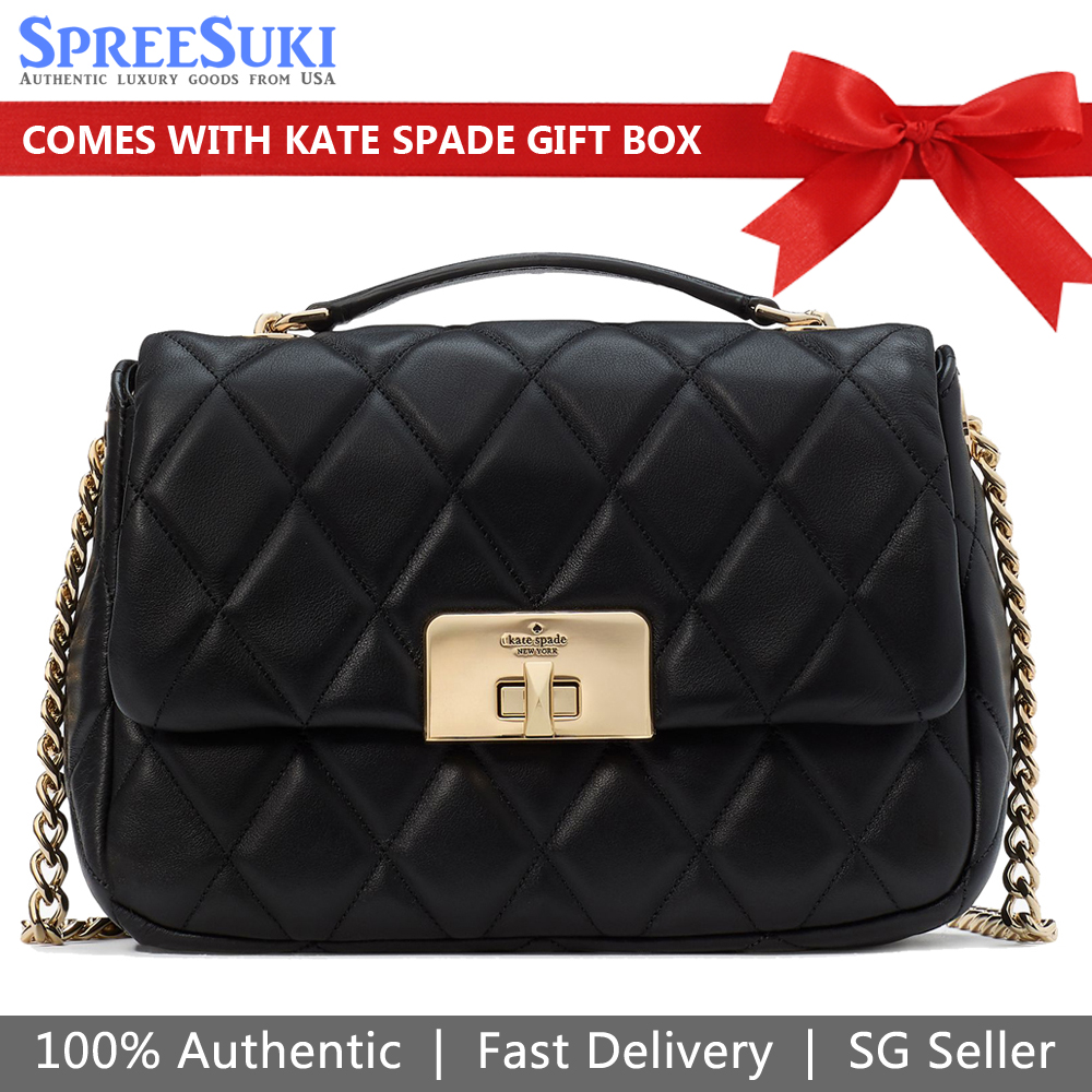 Kate Spade Carey Quilted Small Flap Crossbody Black # KJ949