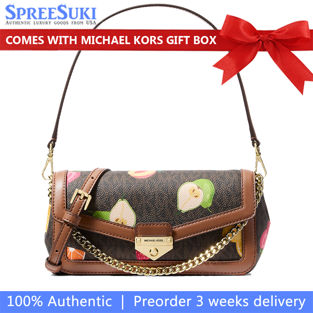 Michael Kors Soho Small Printed Signature Logo Convertible Crossbody Bag Brown # 35S6G1SC5V