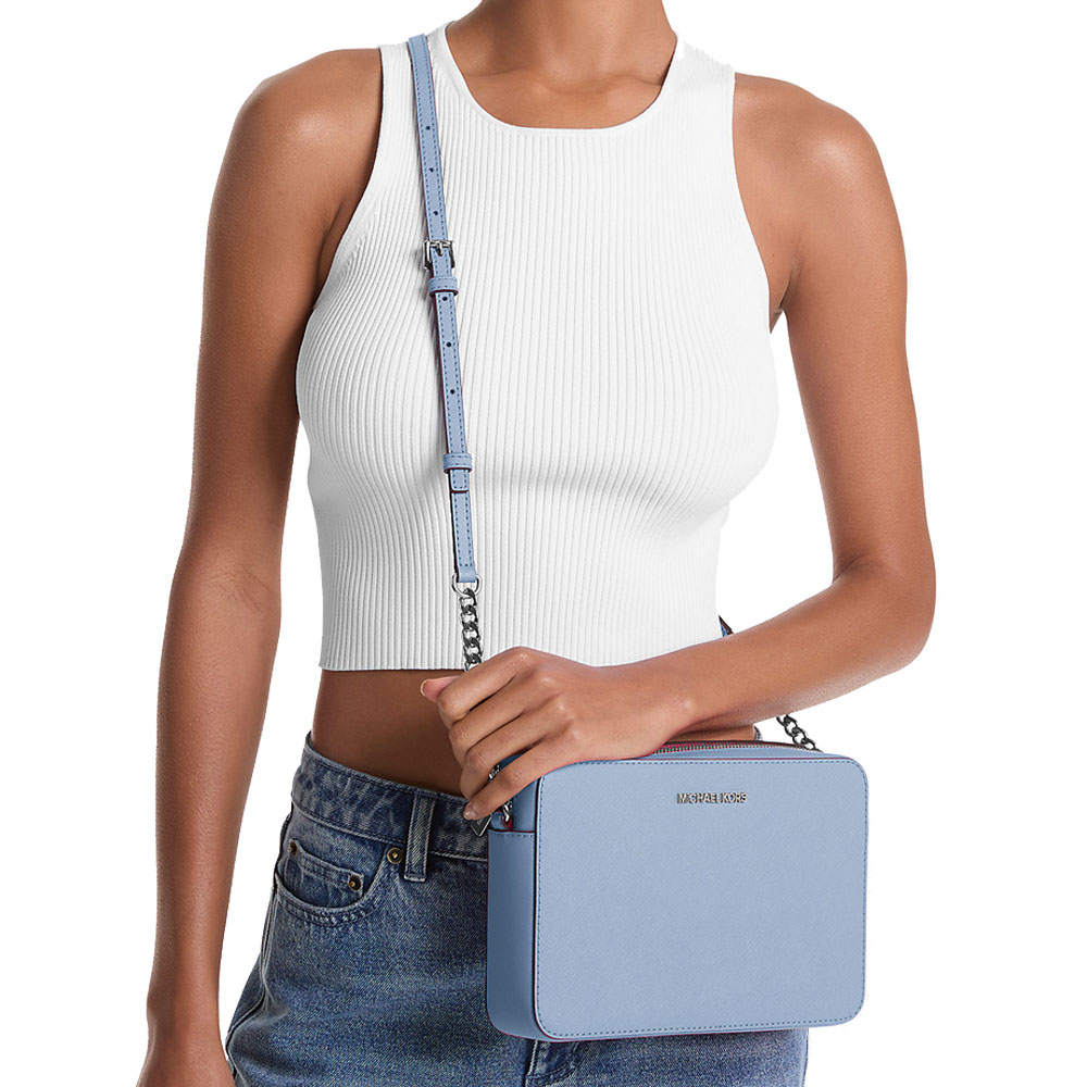 Michael Kors Crossbody Bag Jet Set Large Crossbody Pale Ocean Light blue # 35F8STTC9L
