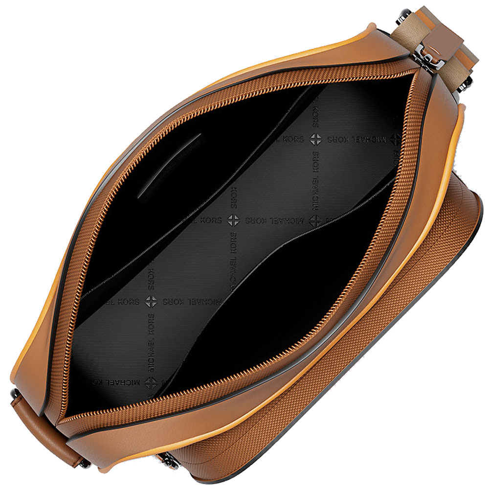 Michael Kors Cooper Small Signature Logo Camera Crossbody Bag With Pouch Camel Multi Brown # 37S6LCOC0B