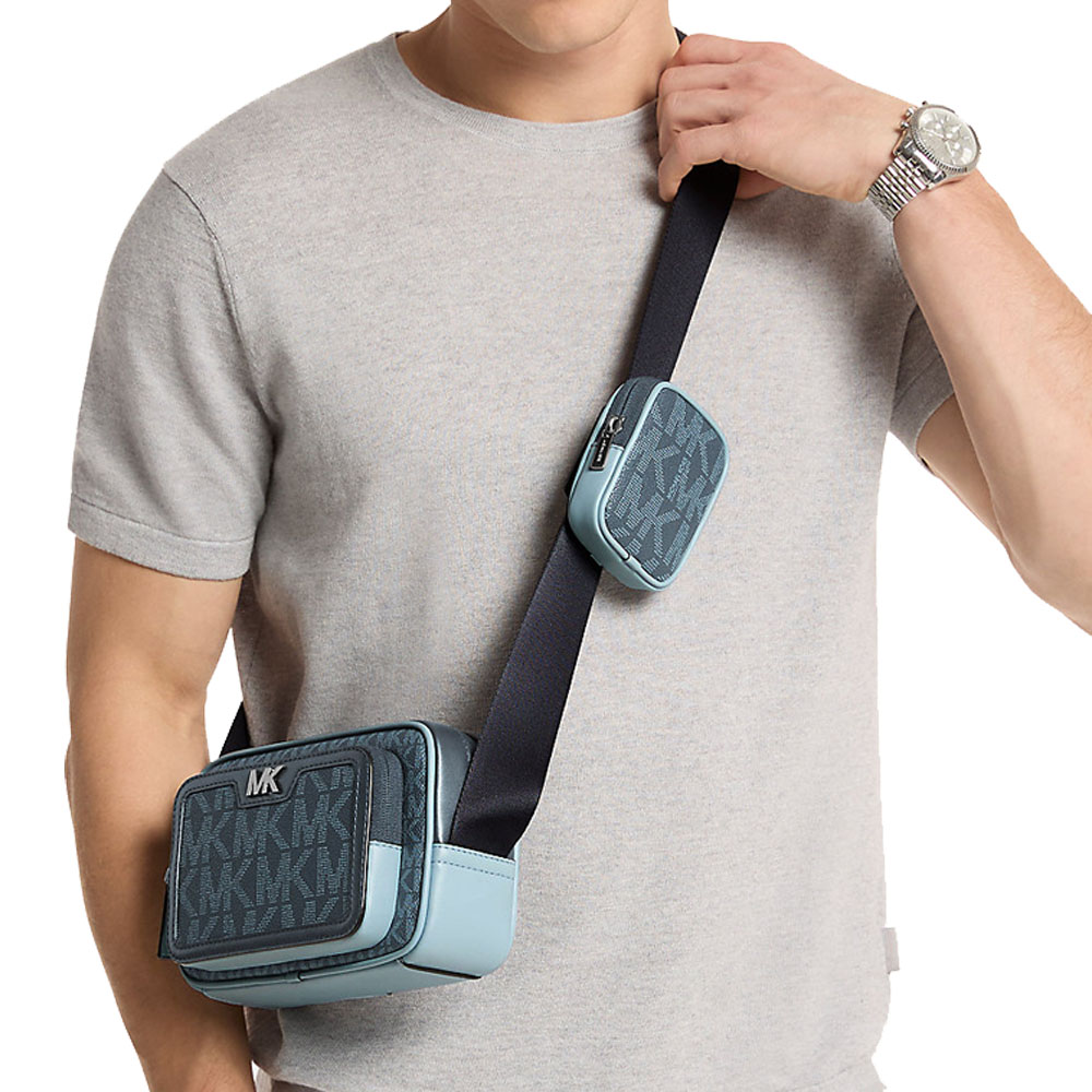 Michael Kors Cooper Small Signature Logo Camera Crossbody Bag With Pouch Admiral Multi Blue # 37S6LCOC0B