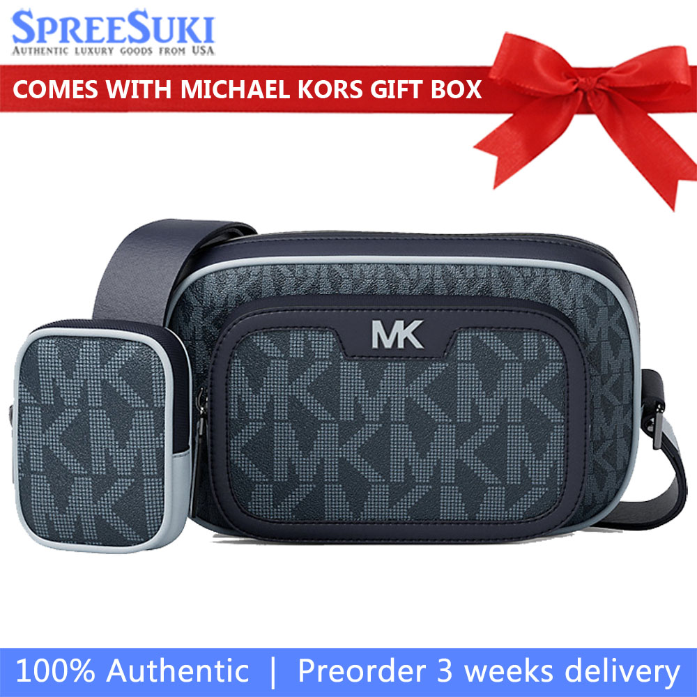 Michael Kors Cooper Small Signature Logo Camera Crossbody Bag With Pouch Admiral Multi Blue # 37S6LCOC0B