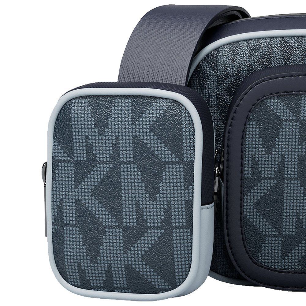 Michael Kors Cooper Small Signature Logo Camera Crossbody Bag With Pouch Admiral Multi Blue # 37S6LCOC0B