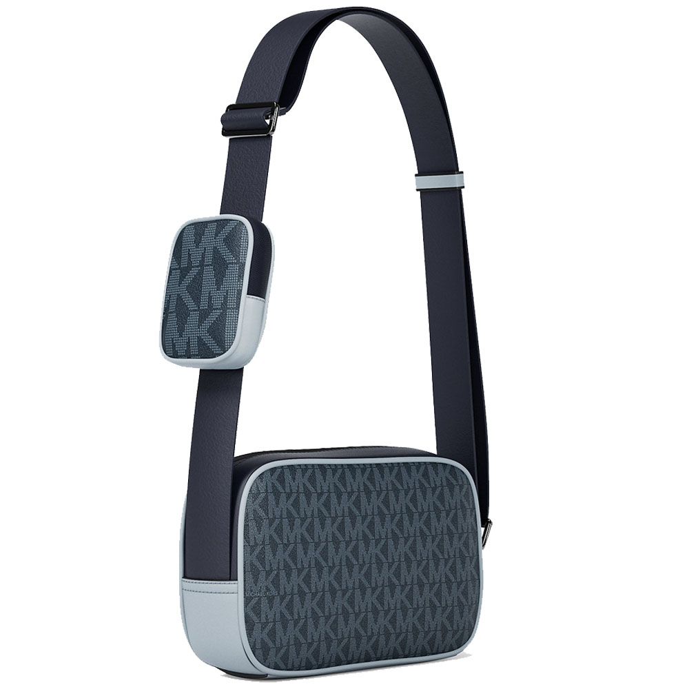 Michael Kors Cooper Small Signature Logo Camera Crossbody Bag With Pouch Admiral Multi Blue # 37S6LCOC0B