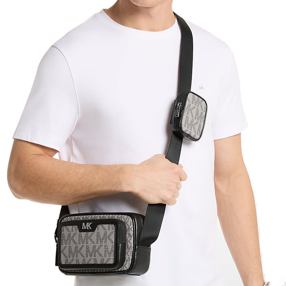 Michael Kors Cooper Small Signature Logo Camera Crossbody Bag With Pouch Black Multi # 37S6LCOC0B