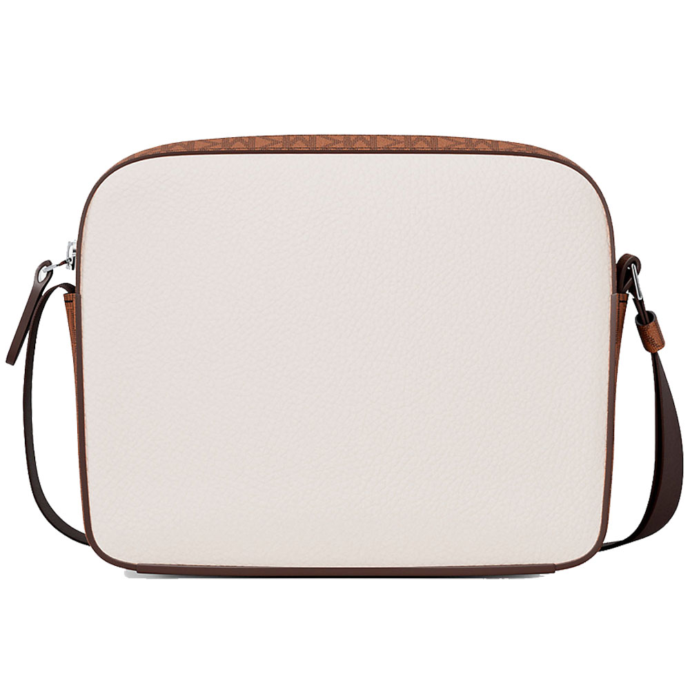 Michael Kors Cooper Medium Pebbled Leather And Signature Logo Camera Crossbody Bag Light Cream Luggage # 37R6LCOM1L