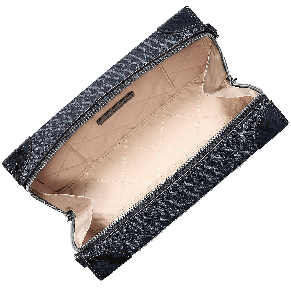 Michael Kors Jeanie Small Signature Logo And Snake Embossed Crossbody Bag Navy # 35S6S0JC1B