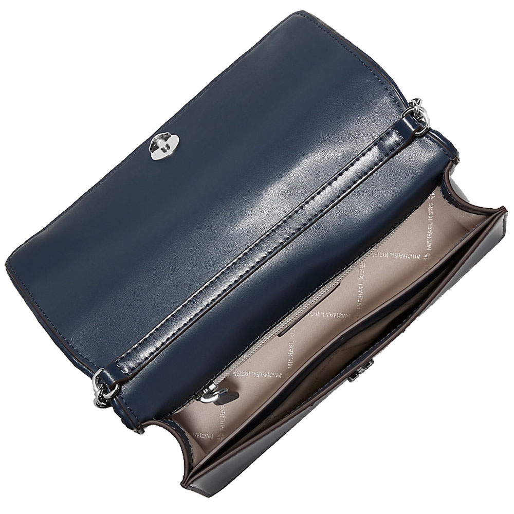 Michael Kors Jet Set Travenuel Woven Signature Logo Crossbody Bag Admiral Dark blue # 35S6STVC8B